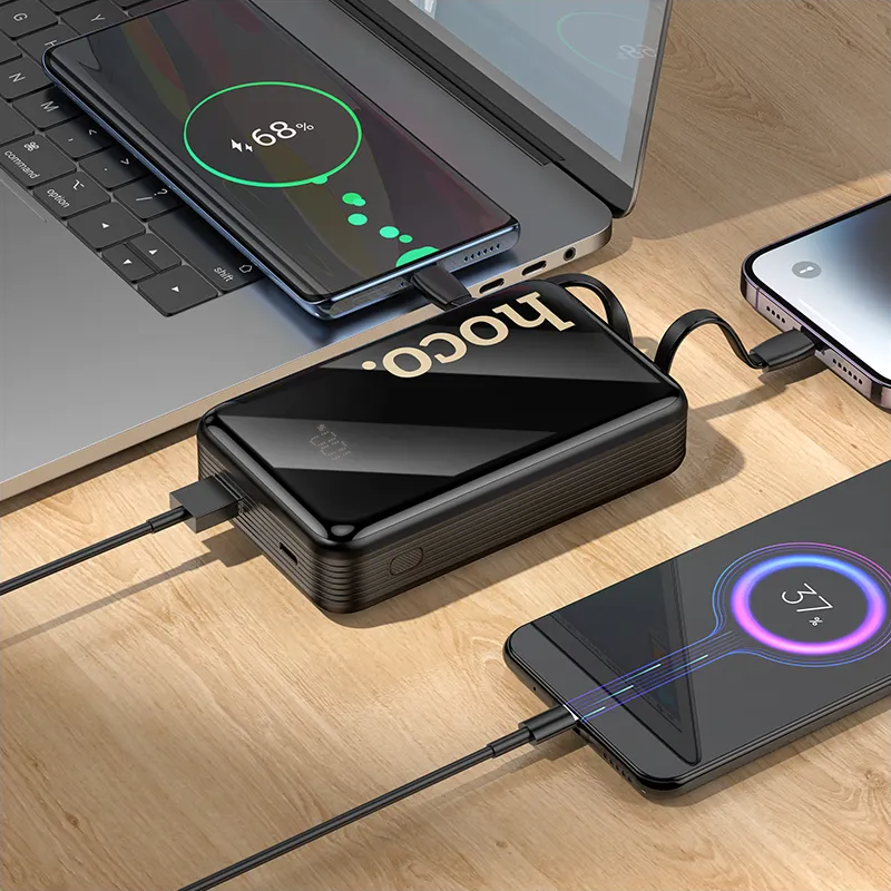 Batterie Externe HOCO Q37A, 20000mAh, 22,5W, QC + PD, 1 x Lightning - 1 x USB-A - 2 x USB-C, Noire