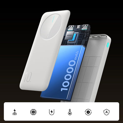 Batterie Externe Joyroom JR-PBF12, 10000mAh, 12W, 1 x USB-C - 2 x USB-A, Blanche