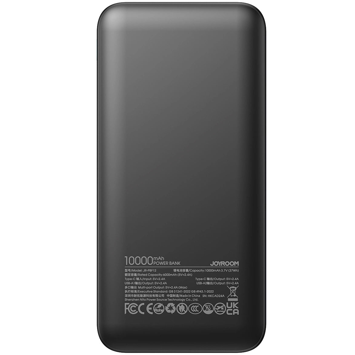 Joyroom Batterie externe JR-PBF12, 10000mAh, 12W, 1 x USB-C - 2 x USB-A, Noir