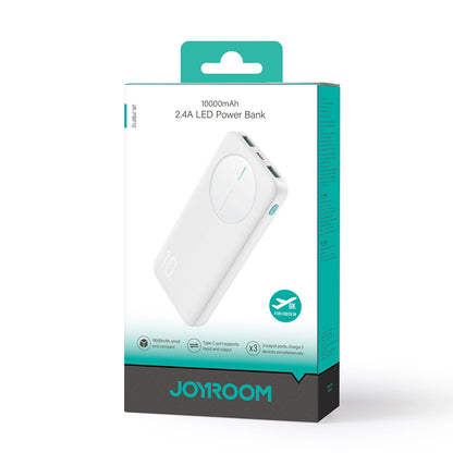 Batterie Externe Joyroom JR-PBF12, 10000mAh, 12W, 1 x USB-C - 2 x USB-A, Blanche