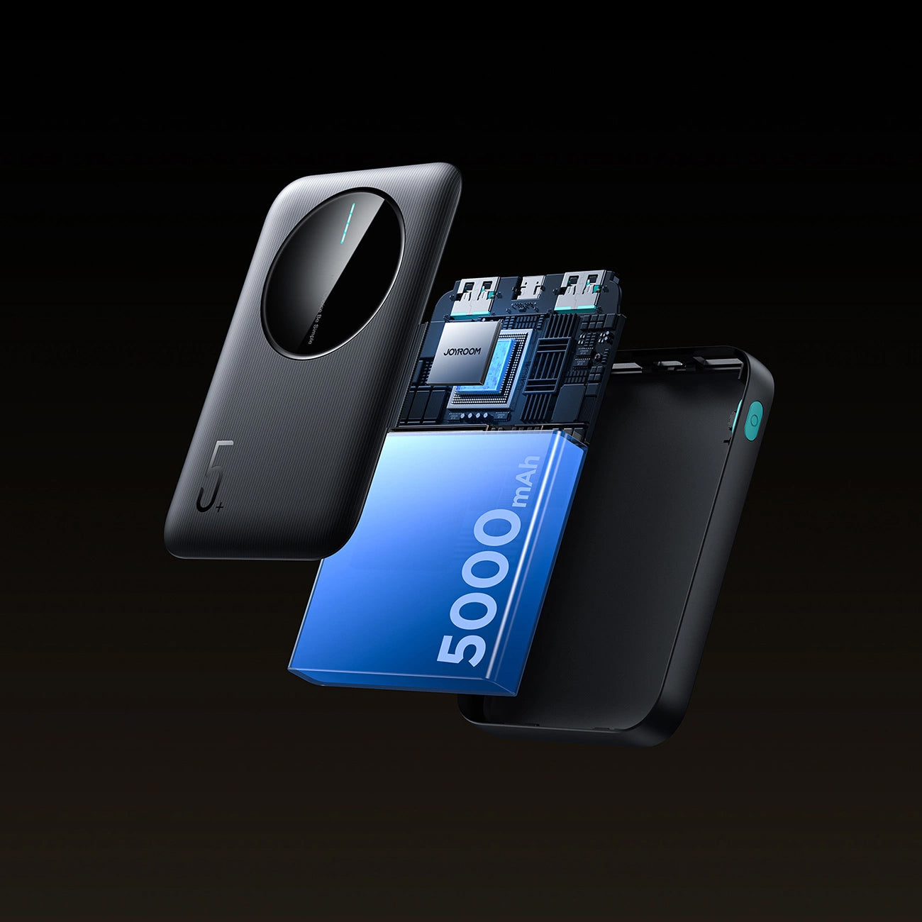 Batterie Externe Joyroom JR-PBF13, 5000mAh, 12W, 1 x USB-C - 2 x USB-A, Noire