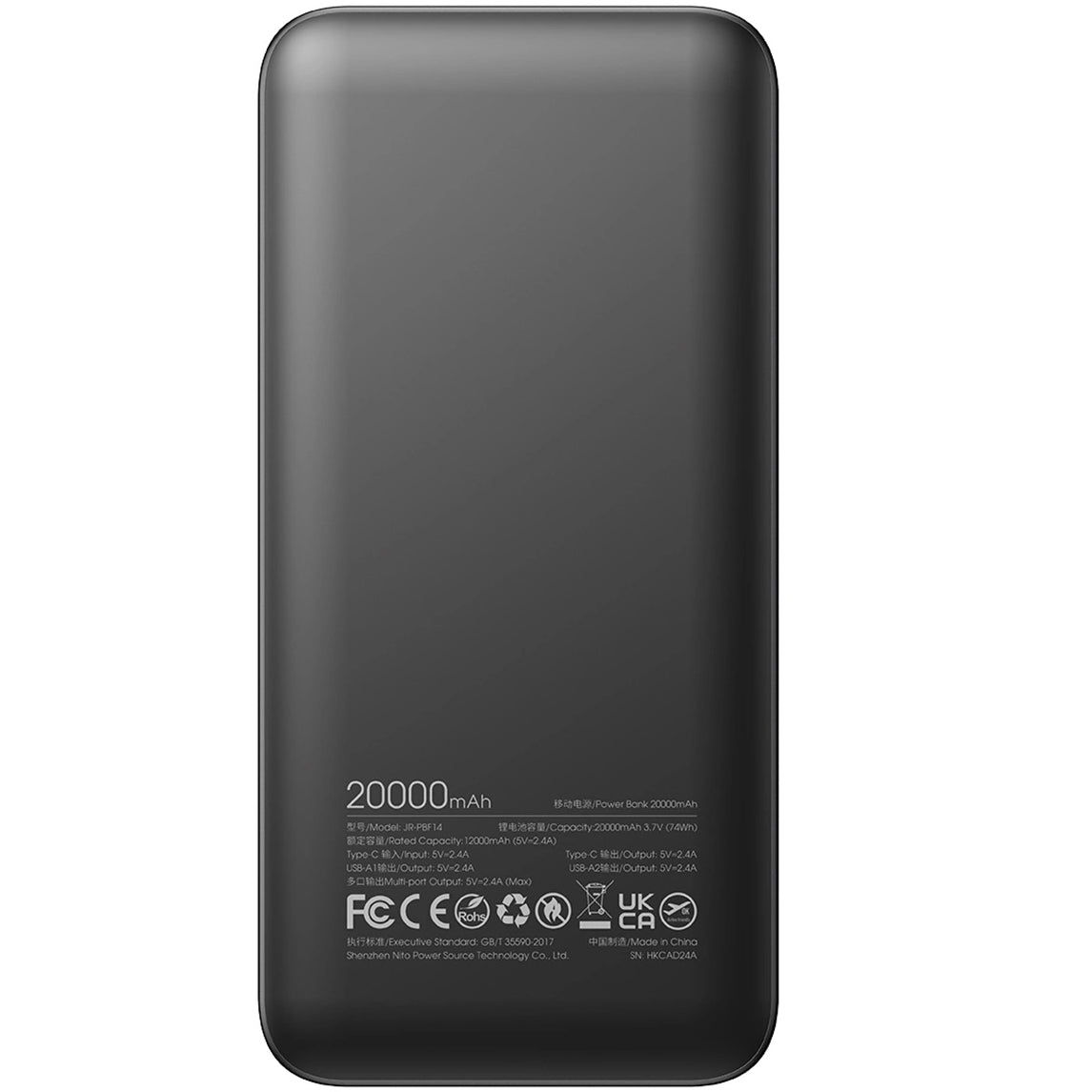 Batterie Externe Joyroom JR-PBF14, 20000mAh, 12W, 1 x USB-C - 2 x USB-A, Noire