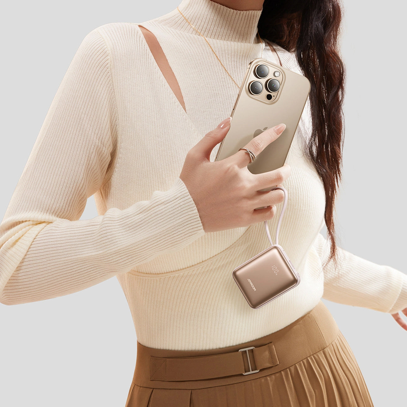 Batterie Externe Joyroom JR-PBF27, 10000mAh, 22.5W, PD, 1 x Lightning - 2 x USB-C, Dorée