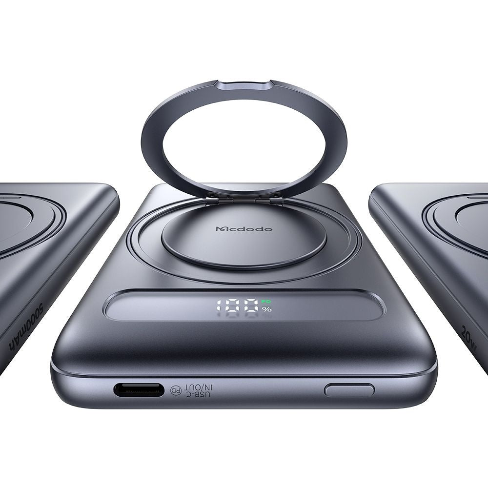 Batterie Externe Sans Fil McDodo MC-8361 Meta, 5000mAh, 20W, PD + FQI, 1 x QI - 1 x USB-C, Gris