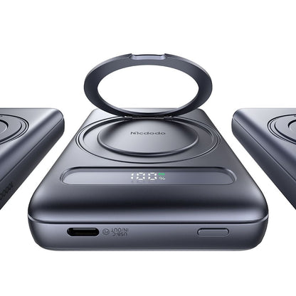 McDodo MC-8371 Meta Wireless External Battery, 10000mAh, 20W, PD + FQI, 1 x QI - 1 x USB-C, Grey