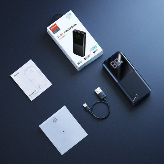 Batterie Externe Joyroom JR-QP193, 30000mAh, 22,5W, QC + PD, 1 x USB-C - 2 x USB-A, Noire
