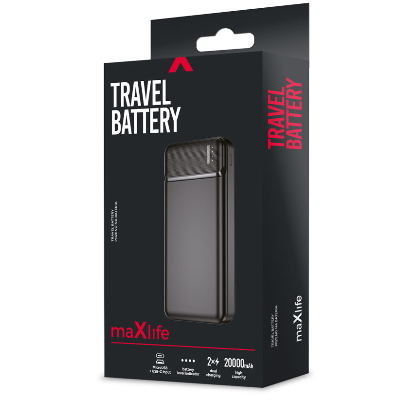 MaXlife MXPB-01 Batterie externe, 20000mAh, 12W, 2 x USB-A, noir