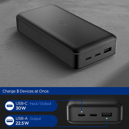 Batterie Externe Spigen, 20000mAh, 30W, QC + PD, 1 x USB-A - 2 x USB-C, Noire