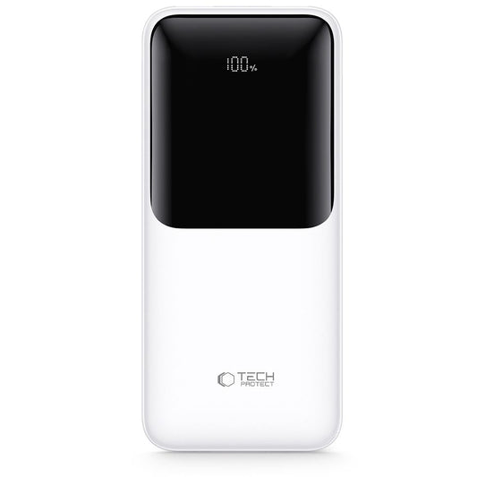 Batterie Externe Tech-Protect PB02, 20000mAh, 22.5W, QC + PD, 1 x USB-C - 2 x USB-A, Blanche