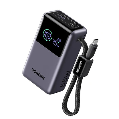 Batterie Externe UGREEN Nexode Pro PB727 (85301B), 10000mAh, 55W, QC + PD, 1 x USB-A - 2 x USB-C, Gris
