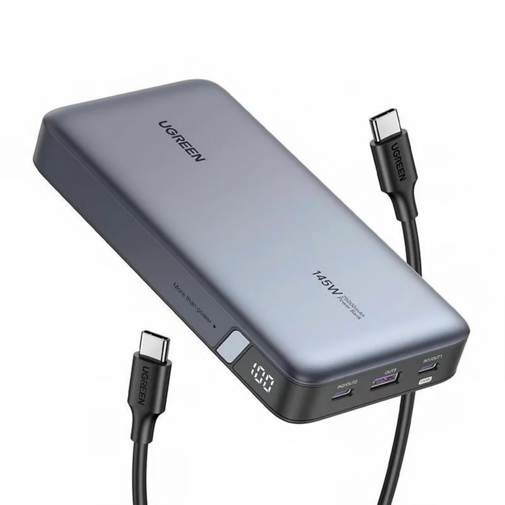 UGREEN PB205 Batterie externe, 25000mAh, 145W, QC + PD, 1 x USB-A - 2 x USB-C, Gris 