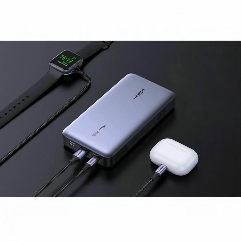 UGREEN PB205 Batterie externe, 25000mAh, 145W, QC + PD, 1 x USB-A - 2 x USB-C, Gris 