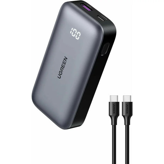 Batterie Externe UGREEN PB502, 10000mAh, 30W, QC + PD, 1 x USB-A - 1 x USB-C, Gris