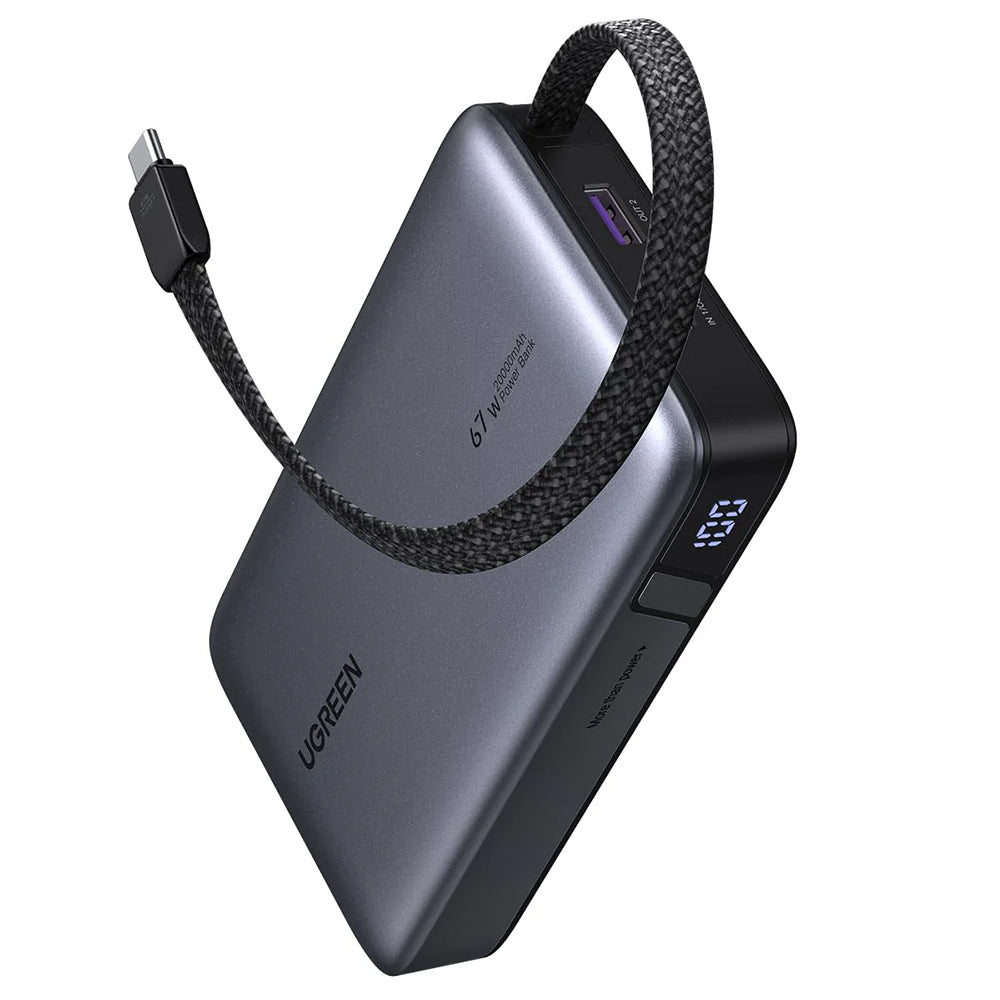 Batterie Externe UGREEN PB550, 20000mAh, 67W, QC + PD, 1 x USB-A - 2 x USB-C, Gris