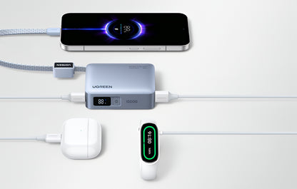 Batterie Externe UGREEN PB584 (75173B), 10000mAh, 33W, QC + PD, 1 x USB-A - 2 x USB-C, Bleu