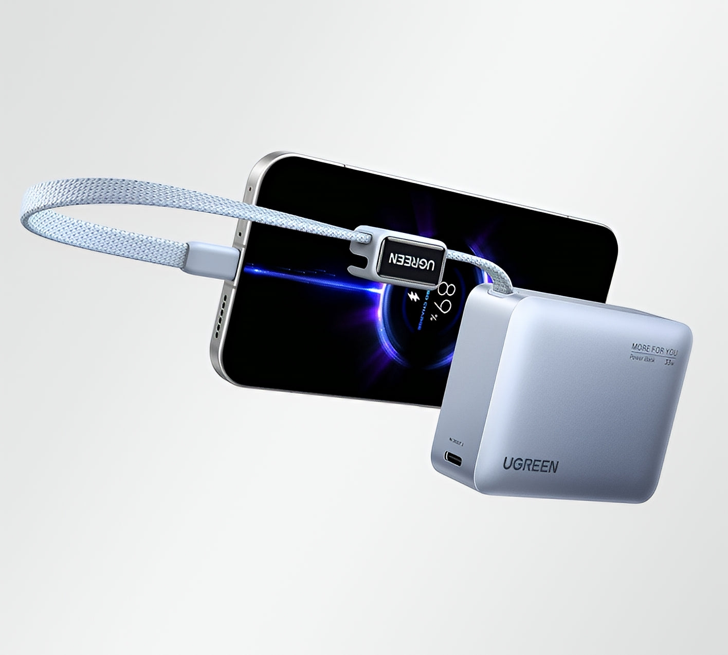Batterie Externe UGREEN PB584 (75173B), 10000mAh, 33W, QC + PD, 1 x USB-A - 2 x USB-C, Bleu