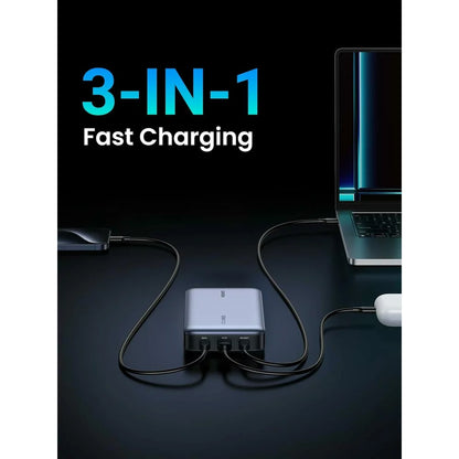 UGREEN PB720 Nexode External Battery, 20000mAh, 100W, QC + PD, 1 x USB-A - 2 x USB-C, Gray