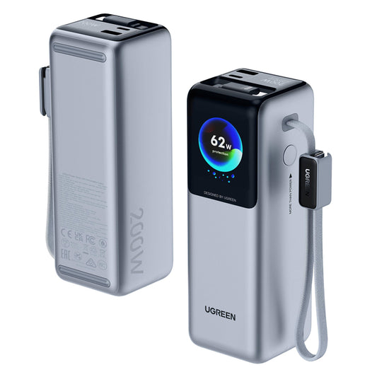 Batterie Externe UGREEN PB728 (75702B), 25000mAh, 200W, QC + PD, 1 x USB-A - 3 x USB-C, Gris