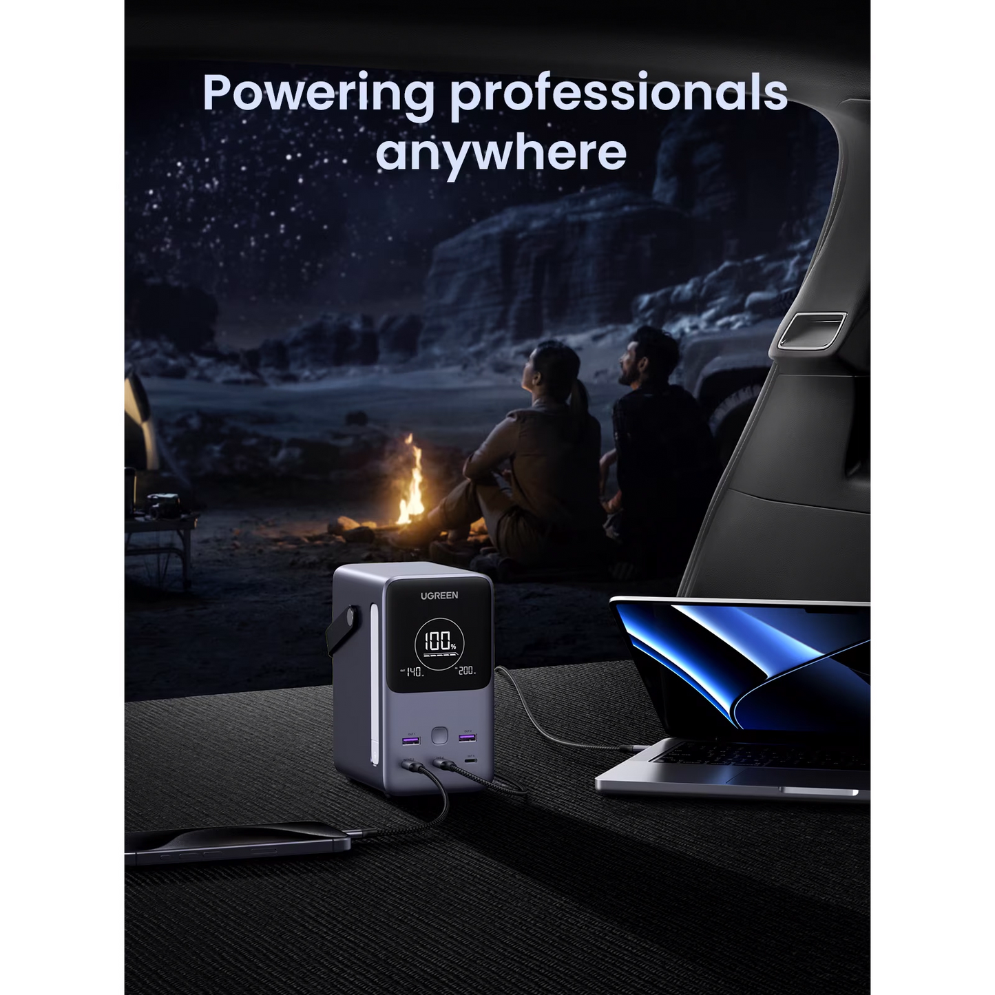 Batterie Externe UGREEN PB770, 48000mAh, 300W, QC + PD, 2 x USB-A - 3 x USB-C, Gris, Reconditionnée