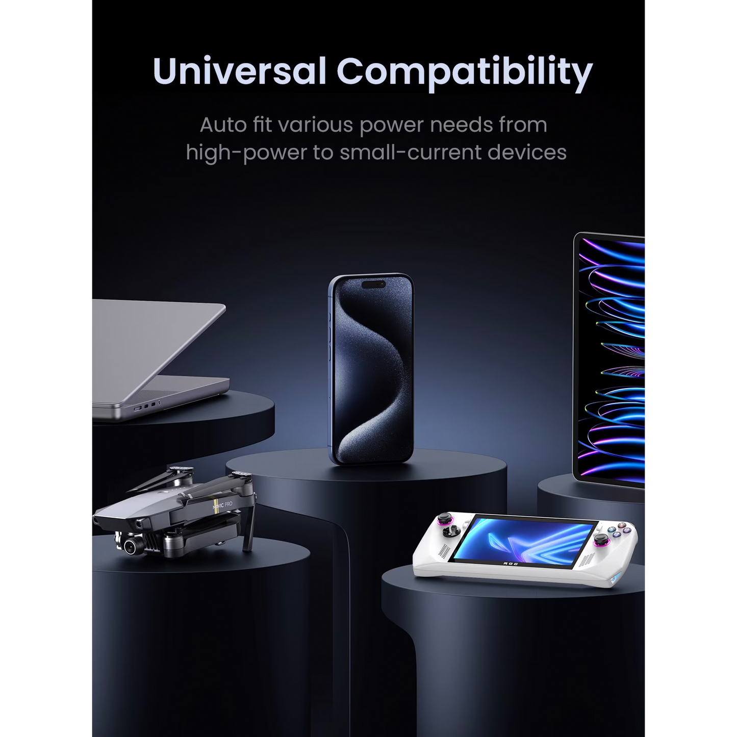 Batterie Externe UGREEN PB770, 48000mAh, 300W, QC + PD, 2 x USB-A - 3 x USB-C, Gris, Reconditionnée
