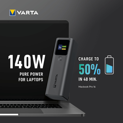 Batterie Externe Varta High Speed, 27000mAh, 140W, QC + PD, 1 x USB-A - 2 x USB-C, Noire