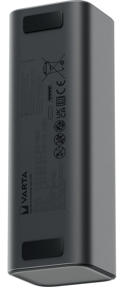 Batterie Externe Varta High Speed, 27000mAh, 140W, QC + PD, 1 x USB-A - 2 x USB-C, Noire