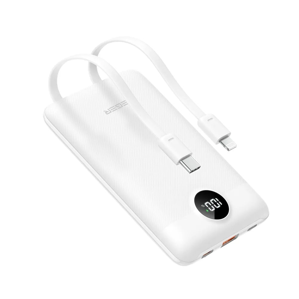 Batterie Externe Veger C11C, 10000mAh, 22.5W, QC + PD, 1 x Lightning - 1 x USB-A - 2 x USB-C, Blanche