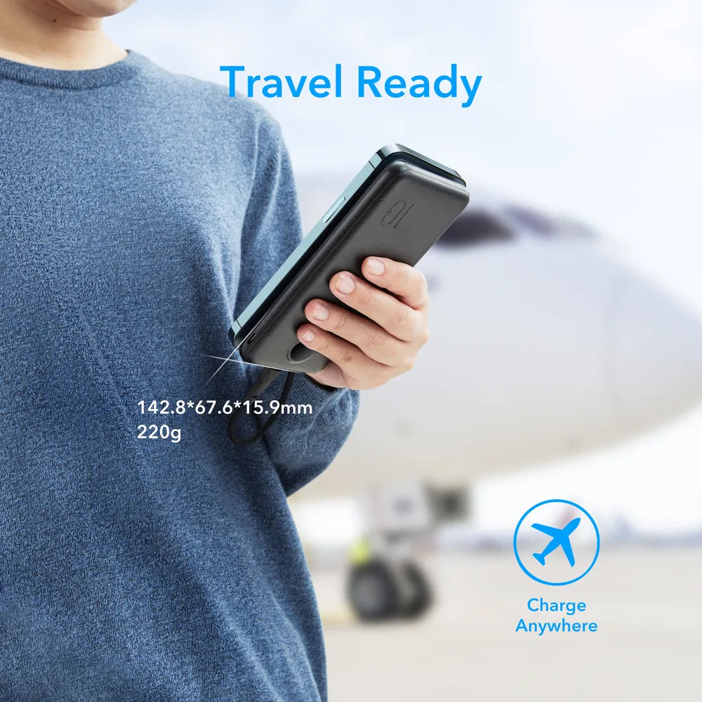 Batterie Externe Veger L10S, 10000mAh, 20W, QC + PD, 1 x USB-C - 2 x USB-A, Noire