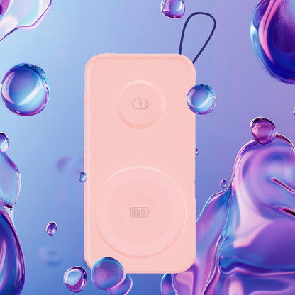 3MK PastelUp Wireless External Battery, 10000mAh, 22.5W, QC + PD + FQI, 1 x USB-A - 1 x USB-C - 2 x QI, Pink