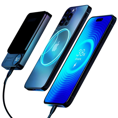 Batterie Externe Sans Fil 3MK MagSynergy Ni+, 5000mAh, 22.5W, PD + FQI, 1 x QI - 1 x USB-C, Noire
