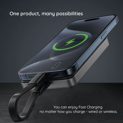 Batterie Externe Sans Fil Acefast M12, 10000mAh, 20W, PD + FQI, 1 x QI - 1 x USB-C, Noire