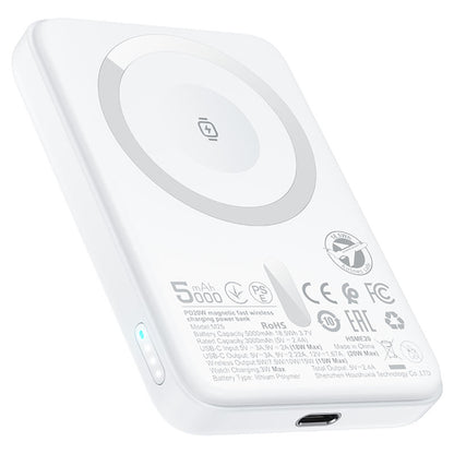 Batterie Externe Sans Fil Acefast M25, 5000mAh, 20W, PD + FQI, 1 x QI - 1 x USB-C, Blanche