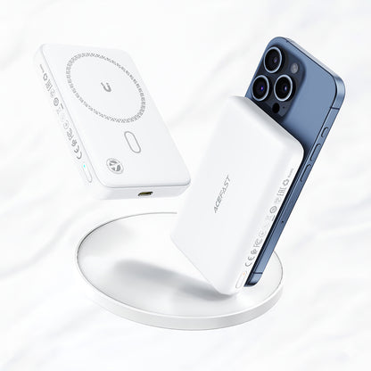 Batterie Externe Sans Fil Acefast M26, 10000mAh, 20W, PD + FQI, 1 x QI - 1 x USB-C, Blanche