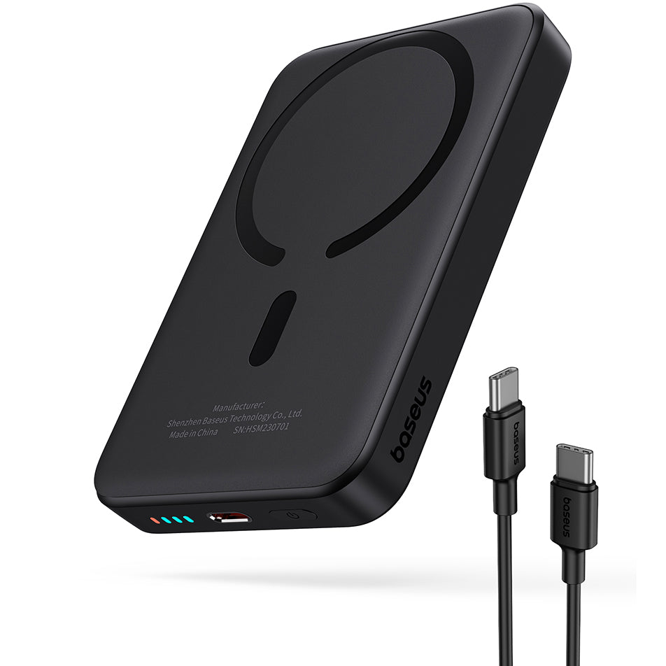 Baseus Magnetic Mini Wireless External Battery, 10000mAh, 20W, PD + FQI, 1 x QI - 1 x USB-C, Black P1005900111113-00 