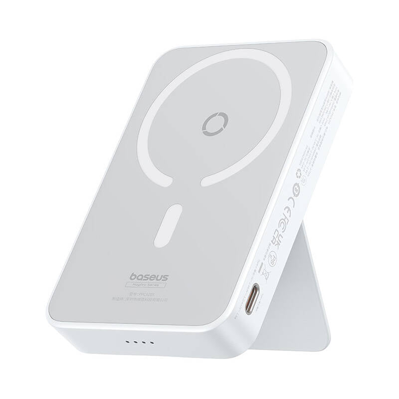 Batterie Externe Sans Fil Baseus MagPro PPCXZ05, 5000mAh, 20W, PD + FQI, 1 x QI - 1 x USB-C, Blanche P10064101223-00