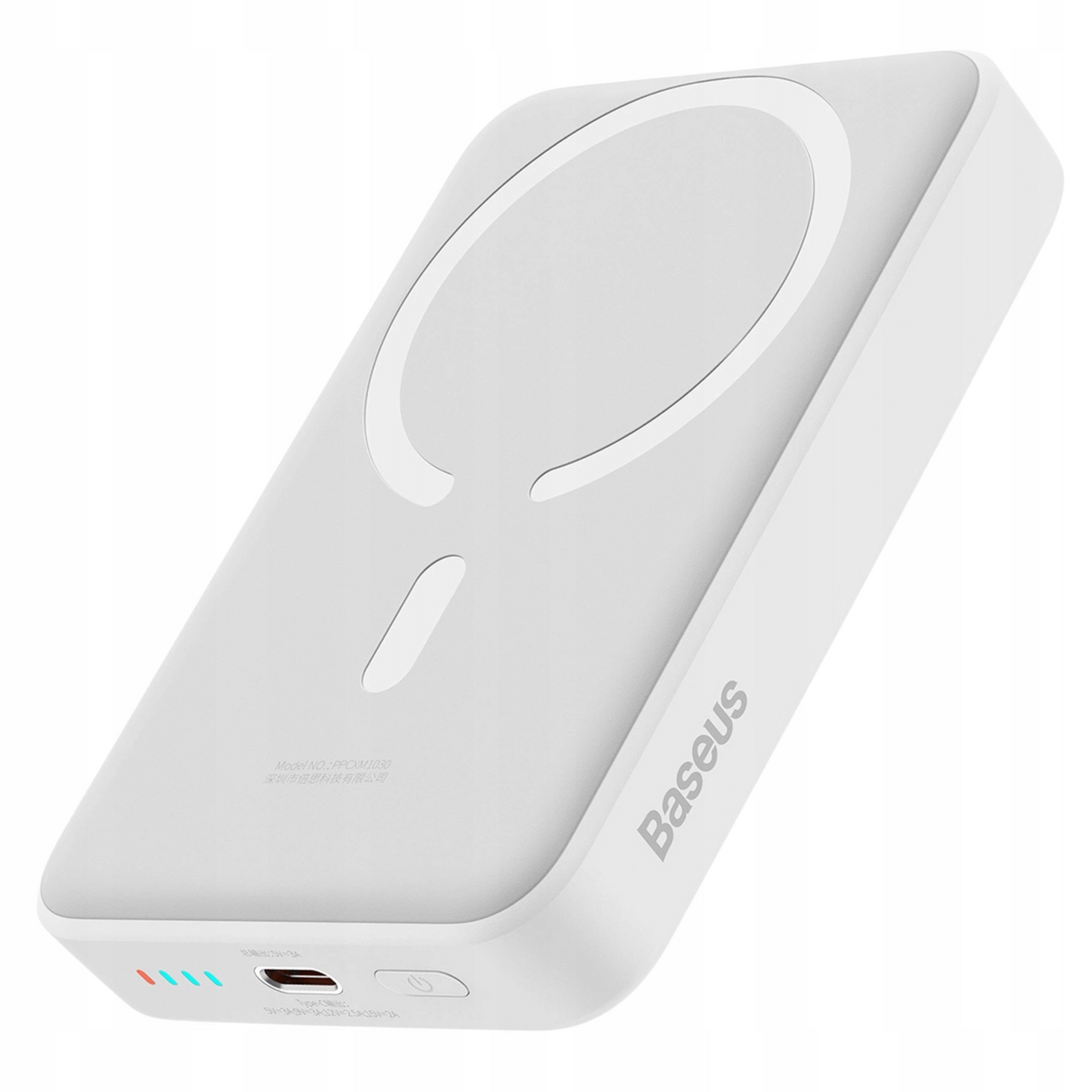 Batterie Externe Sans Fil Baseus Magnetic Mini, 10000mAh, 30W, PD + FQI, 1 x QI - 1 x USB-C, Blanche PPCX110202