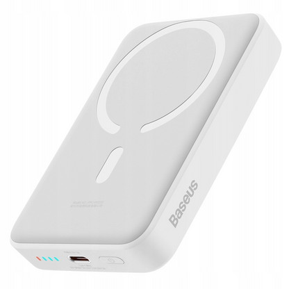 Batterie Externe Sans Fil Baseus Magnetic Mini, 10000mAh, 30W, PD + FQI, 1 x QI - 1 x USB-C, Blanche PPCX110202