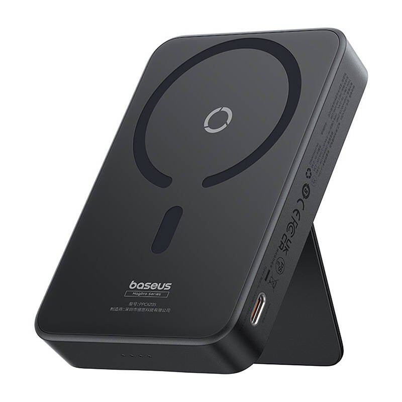 Batterie Externe Sans Fil Baseus MagPro PPCXZ05, 5000mAh, 20W, PD + FQI, 1 x QI - 1 x USB-C, Noire, Reconditionnée P10064101123-00