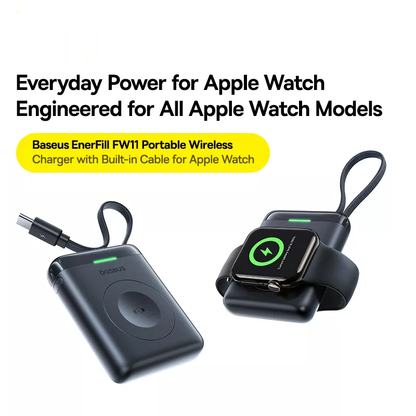 Batterie Externe Sans Fil Baseus EnerFill FW11 pour Apple Watch Series, 1640mAh, 5W, 1 x QI, Noire E0205301