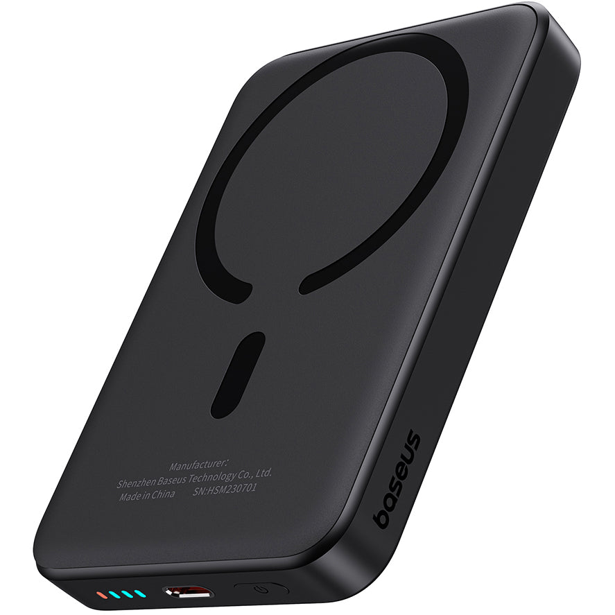 Baseus Magnetic Mini Wireless External Battery, 10000mAh, 20W, PD + FQI, 1 x QI - 1 x USB-C, Black P1005900111113-00 