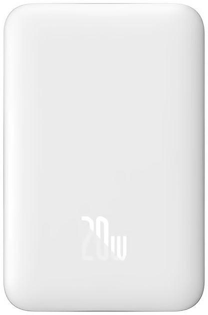 Batterie Externe Sans Fil Baseus Magnetic Mini, 10000mAh, 20W, PD + FQI, 1 x QI - 1 x USB-C, Blanche PPCX07002