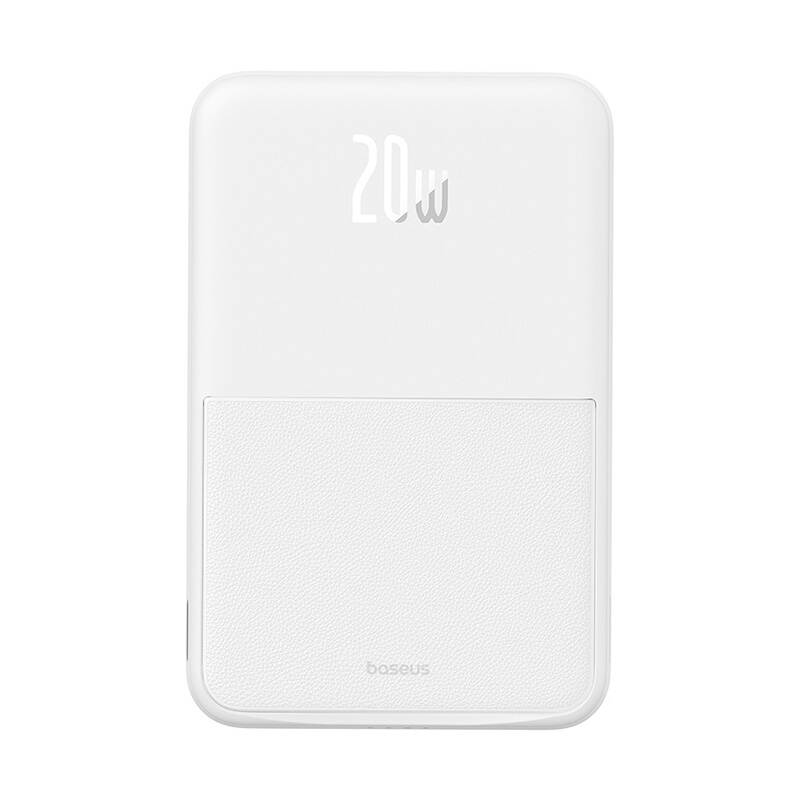 Batterie Externe Sans Fil Baseus MagPro PPCXZ05, 5000mAh, 20W, PD + FQI, 1 x QI - 1 x USB-C, Blanche P10064101223-00