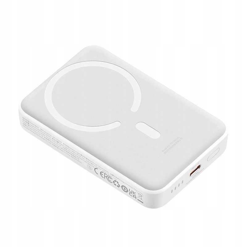 Batterie Externe Sans Fil Baseus Magnetic Mini, 10000mAh, 30W, PD + FQI, 1 x QI - 1 x USB-C, Blanche PPCX110202