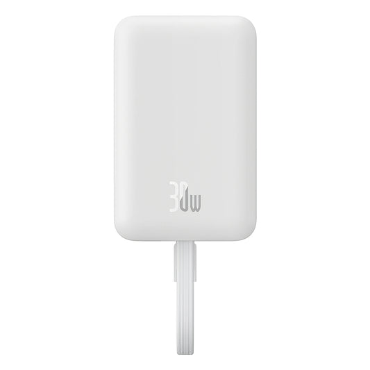 Batterie Externe Sans Fil Baseus Magnetic Mini, 10000mAh, 30W, PD + FQI, 1 x QI - 2 x USB-C, Blanche P1002210B223-00