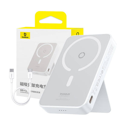 Batterie Externe Sans Fil Baseus MagPro PPCXZ05, 5000mAh, 20W, PD + FQI, 1 x QI - 1 x USB-C, Blanche P10064101223-00