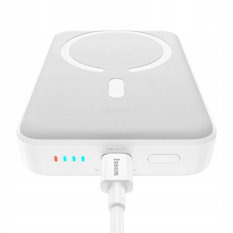 Batterie Externe Sans Fil Baseus Magnetic Mini, 10000mAh, 30W, PD + FQI, 1 x QI - 1 x USB-C, Blanche PPCX110202