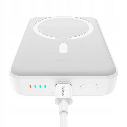 Batterie Externe Sans Fil Baseus Magnetic Mini, 10000mAh, 30W, PD + FQI, 1 x QI - 1 x USB-C, Blanche PPCX110202