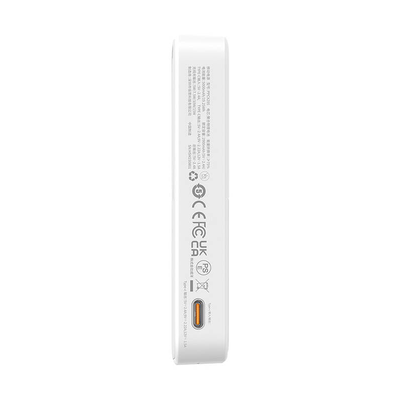 Batterie Externe Sans Fil Baseus MagPro PPCXZ05, 5000mAh, 20W, PD + FQI, 1 x QI - 1 x USB-C, Blanche P10064101223-00