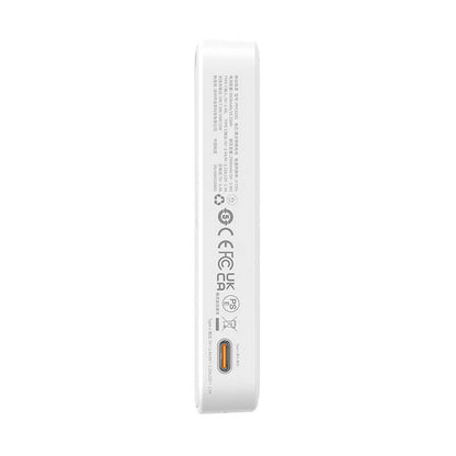 Batterie Externe Sans Fil Baseus MagPro PPCXZ05, 5000mAh, 20W, PD + FQI, 1 x QI - 1 x USB-C, Blanche P10064101223-00