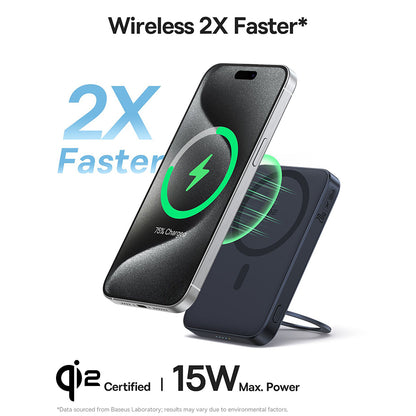 Batterie Externe Sans Fil Baseus PicoGo, 5000mAh, 20W, PD + FQI, 1 x QI - 1 x USB-C, Noire P10076802123-00